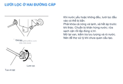 INAX AM-320TC – Lưới lọc hai đường cấp cần được làm sạch khi có cặn hoặc dòng nước yếu.