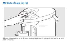 Mở khóa rồi giữ nút rót