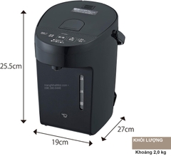 CP-EB20-BM 2,0 lít: rộng 19 cm, sâu 27 cm, cao 25,5 cm