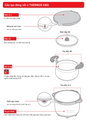Cấu tạo chung KBG-3000/KBG-4500: nồi inox, nắp kính, chốt nam châm và vỏ ủ chân không.