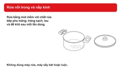 Chăm sóc nồi trong và nắp kính theo hướng dẫn hãng.