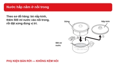 Sơ đồ thêm 500 ml nước để dùng xửng NFH-M300 bán rời; không kèm nồi.