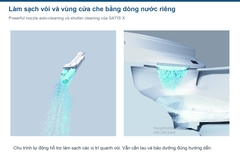 Cận cảnh cơ chế rửa vòi và rửa vùng cửa che trên SATIS X