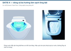 Cơ chế dòng xả ba hướng và dòng nước trong lòng bệt SATIS X