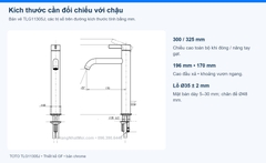 TOTO TLG11305J – Kích thước cần đối chiếu với chậu