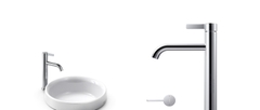 Cận đường nét của dòng GF màu chrome. Thân tròn và đầu xả cong; chậu trong hình được chọn riêng.
