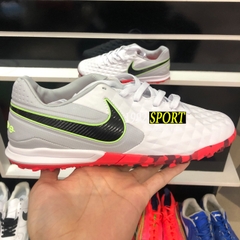 Giày Bóng Đá Nike Tiempo 8 Pro Trắng Đế Đỏ Rằn Ri TF