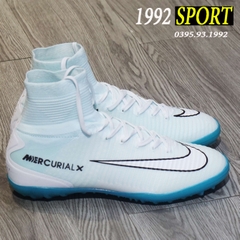 Giày Bóng Đá Nike Mercurial X CR7 Superfly Trắng Viền Đen Đế Xanh Ngọc TF