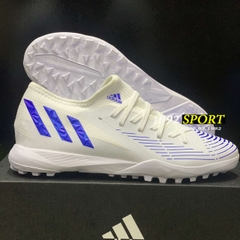 Giày Bóng Đá TQ Adidas Predator Edge.3 Trắng Vạch Xanh Biển HQ TF