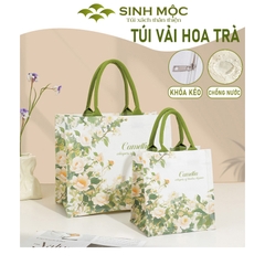 Túi vải canvas chống nước hoa trà, túi xách nữ đẹp thời trang đi làm đi chơi – M3002