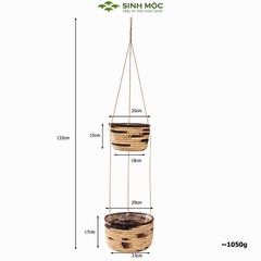 Chậu cây trang trí 2 tầng, giỏ lục bình trồng cây, decor studio - M1010