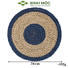 Tấm lót bàn ăn xanh dương, miếng lót cốc, tấm lót ly, decor bàn ăn chất liệu cói Sinh Mộc - M2004