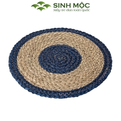 Tấm lót bàn ăn xanh dương, miếng lót cốc, tấm lót ly, decor bàn ăn chất liệu cói Sinh Mộc - M2004
