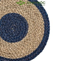 Tấm lót bàn ăn xanh dương, miếng lót cốc, tấm lót ly, decor bàn ăn chất liệu cói Sinh Mộc - M2004