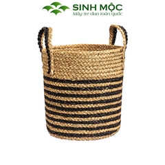 Giỏ cói trồng cây sọc đen, sọt cói đựng đồ, cói decor, trang trí nhà cửa Sinh Mộc - M1029