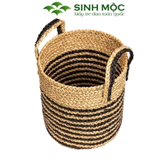 Giỏ cói trồng cây sọc đen, sọt cói đựng đồ, cói decor, trang trí nhà cửa Sinh Mộc - M1029