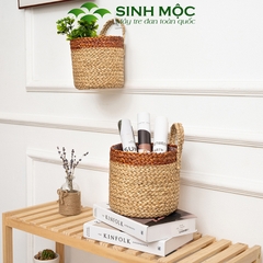 Giỏ cói trồng cây, giỏ cói đựng đồ, giỏ mây tre đan thân thiện với môi trường - M1004
