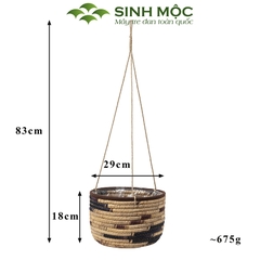Giỏ lục bình trồng cây lót nilon, chậu trồng cây có quai, giỏ bèo có dây Sinh Mộc - M1009