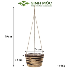 Giỏ lục bình trồng cây lót nilon, chậu trồng cây có quai, giỏ bèo có dây Sinh Mộc - M1009