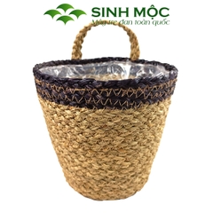 Giỏ hoa, giỏ trồng cây chất liệu cói có lót nilon Sinh Mộc - M1036