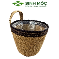 Giỏ hoa, giỏ trồng cây chất liệu cói có lót nilon Sinh Mộc - M1036