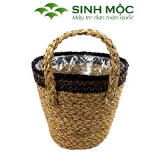 Giỏ hoa, giỏ trồng cây chất liệu cói có lót nilon Sinh Mộc - M1036