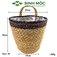 Giỏ hoa, giỏ trồng cây chất liệu cói có lót nilon Sinh Mộc - M1036