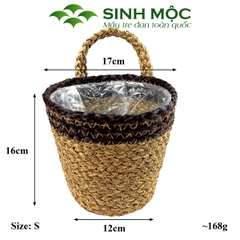 Giỏ hoa, giỏ trồng cây chất liệu cói có lót nilon Sinh Mộc - M1036