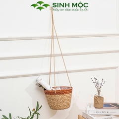 Giỏ hoa treo tường, giỏ cói trồng cây, phụ kiện decor chụp hình, decor trang trí phòng khách - M1008