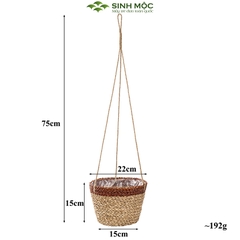 Giỏ hoa treo tường, giỏ cói trồng cây, phụ kiện decor chụp hình, decor trang trí phòng khách - M1008