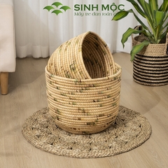 [Xuất khẩu] Giỏ lục bình cao cấp, giỏ đựng đồ đa năng, decor lục bình, chậu cây trang trí Sinh Mộc - M1018