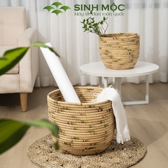 [Xuất khẩu] Giỏ lục bình cao cấp, giỏ đựng đồ đa năng, decor lục bình, chậu cây trang trí Sinh Mộc - M1018