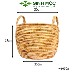 Giỏ lục bình có quai cao cấp, giỏ đa năng, decor lục bình, chậu cây trang trí Sinh Mộc - M1030