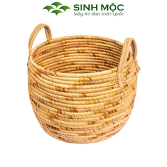 Giỏ lục bình có quai cao cấp, giỏ đa năng, decor lục bình, chậu cây trang trí Sinh Mộc - M1030