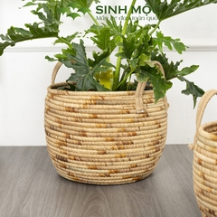 Giỏ lục bình có quai cao cấp, giỏ đa năng, decor lục bình, chậu cây trang trí Sinh Mộc - M1030