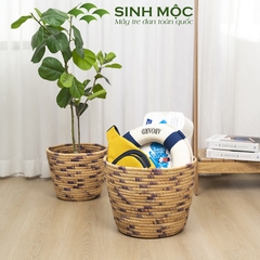 Giỏ lục bình đa năng, giỏ đựng đồ, giỏ trồng cây, decor giỏ bèo Sinh Mộc - M1034