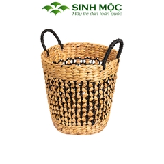 Giỏ lục bình hoa thị, giỏ đựng quần áo, sọt lục bình, giỏ đựng đồ văn phòng Sinh Mộc - M1026