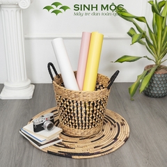 Giỏ lục bình hoa thị, giỏ đựng quần áo, sọt lục bình, giỏ đựng đồ văn phòng Sinh Mộc - M1026