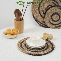 Miếng lót cốc pha xanh rêu, lót cói bàn ăn, lót cốc, lót ly, decor chụp ảnh sản phẩm - M2011