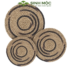 Miếng lót cốc pha xanh rêu, lót cói bàn ăn, lót cốc, lót ly, decor chụp ảnh sản phẩm - M2011
