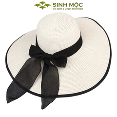 Mũ cói đi biển, mũ rộng vành, mũ cói thời trang Sinh Mộc - M3836