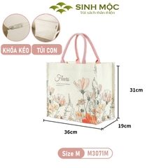 Túi canvas có khóa kéo, túi xách có khoá kéo, túi xách nữ có khóa kéo - M30K(có khóa)