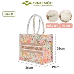Túi canvas có khóa kéo, túi xách có khoá kéo, túi xách nữ có khóa kéo - M30K(có khóa)