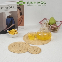 Tấm lót lục bình tự nhiên, lót lục bình trang trí bàn ăn, lót cốc, lót ly lục bình Sinh Mộc - M2014