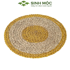 Đĩa cói lót ly màu vàng, lót bàn ăn, lót cốc, Decor chụp ảnh, tấm lót Sinh Mộc - M2002