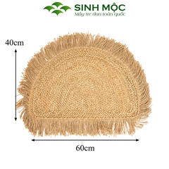 Thảm cói bán nguyệt decor phòng khách, phòng làm việc, thảm chụp ảnh, decor phong cách vintage [Sinh Mộc] - M2017