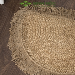 Thảm cói bán nguyệt decor phòng khách, phòng làm việc, thảm chụp ảnh, decor phong cách vintage [Sinh Mộc] - M2017