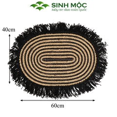 Thảm chùi chân, thảm cói sọc đen, trang trí phòng khách, thảm chụp ảnh, decor phong cách vintage [Sinh Mộc] - M2016