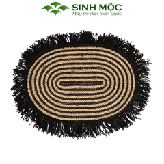 Thảm chùi chân, thảm cói sọc đen, trang trí phòng khách, thảm chụp ảnh, decor phong cách vintage [Sinh Mộc] - M2016