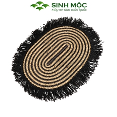 Thảm chùi chân, thảm cói sọc đen, trang trí phòng khách, thảm chụp ảnh, decor phong cách vintage [Sinh Mộc] - M2016